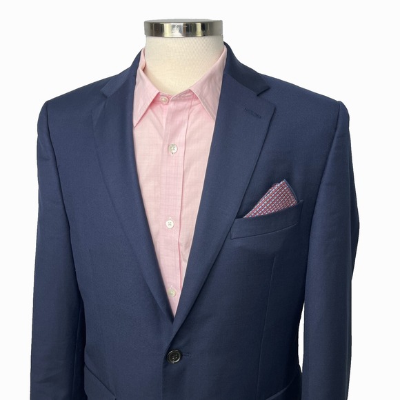 Ralph Lauren LRL Blazer Blue Wool Blend Sport Jacket Natural Stretch Mens 40R - Picture 1 of 14